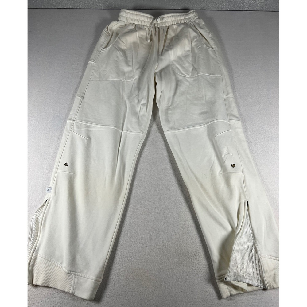 Jordan Flight Pants Mens M Sail White Excellent Mesh Zip Hem Sweatpants Joggers